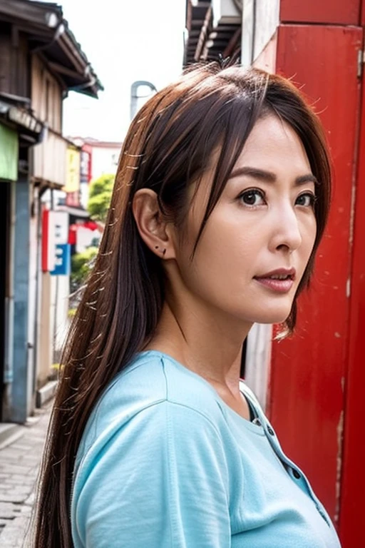 Best quality,masterpiece,ultra high res,(photorealistic:1.4),1girl,low key,slim body,japanese street alley,dynamic pose,face closeup,<lora:janet_chia:1>,