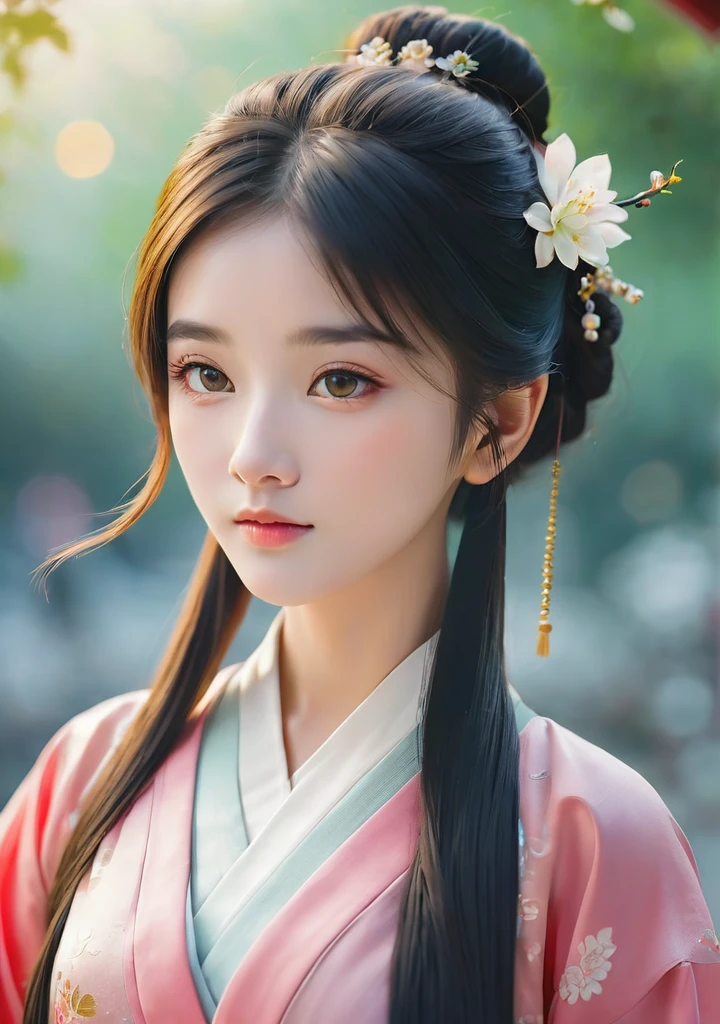 illustration,1girl,looking at viewer,bokeh,hanfu