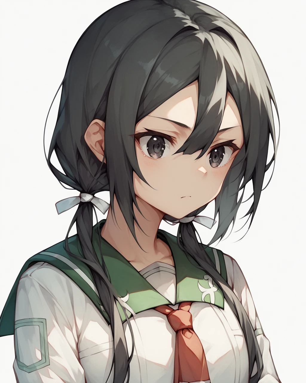 score_9, score_8_up, score_7_up,
<lora:Kusunoki_Mebuki_PONY:1>,1girl, solo, long hair,black hair, black eyes,hair between eyes, low twintails,hair ribbon, long sleeves,school uniform, white dress,red necktie,sailor dress,