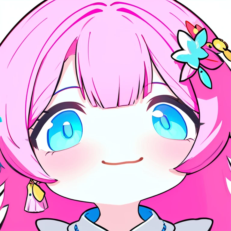 big-face,<lora:big-face2:1>,1girl,blue eyes,pink hair,hair ornament,smile,