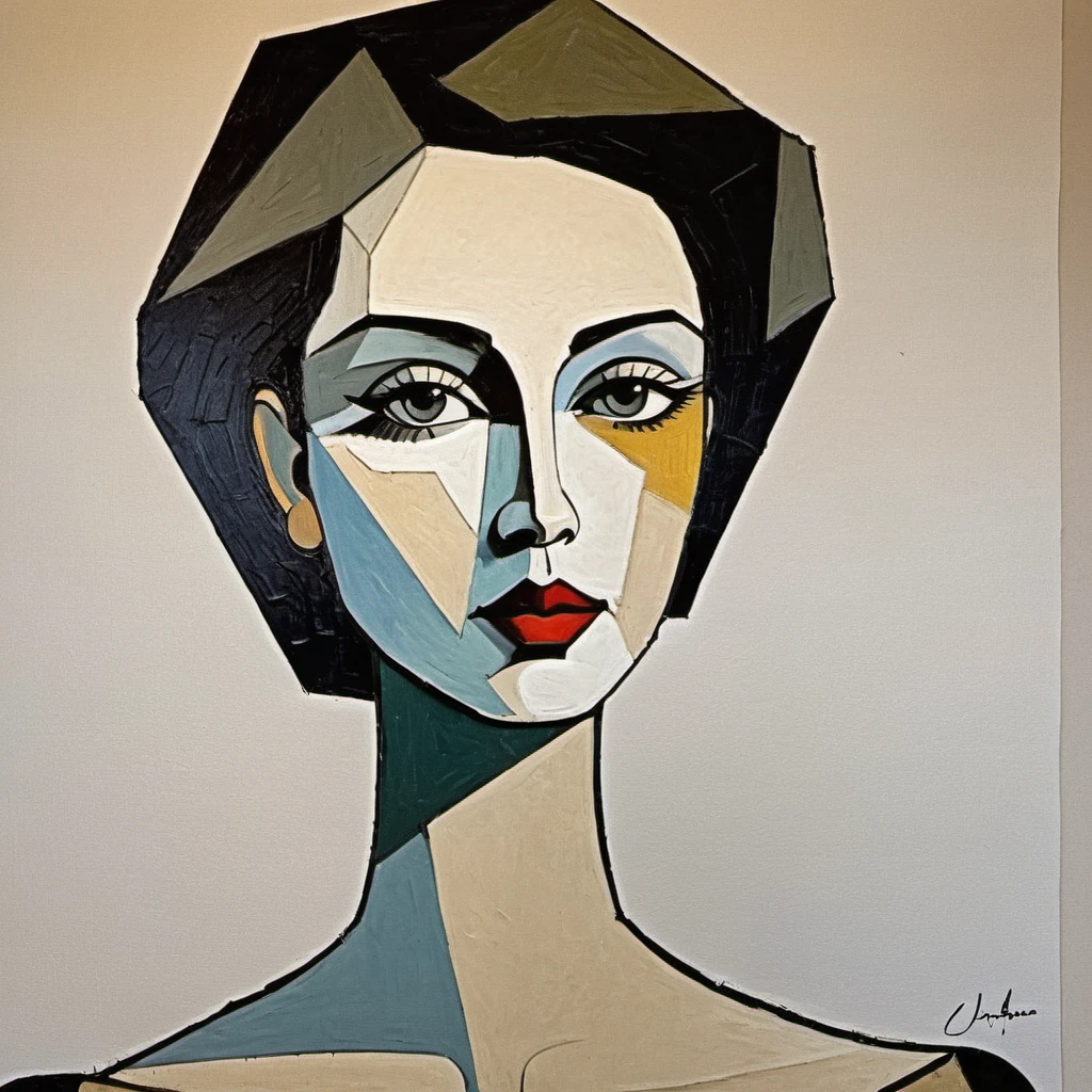 Picasso cubism art of a woman,subtle colors, minimalist, faint,    <lora:aulicravalho_xl_1_standard_wo_cap-000059:1>