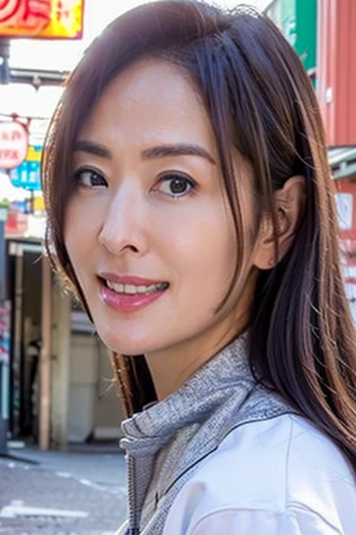 Best quality,masterpiece,ultra high res,(photorealistic:1.4),1girl,low key,slim body,japanese street alley,dynamic pose,face closeup,<lora:janet_chia:1>,