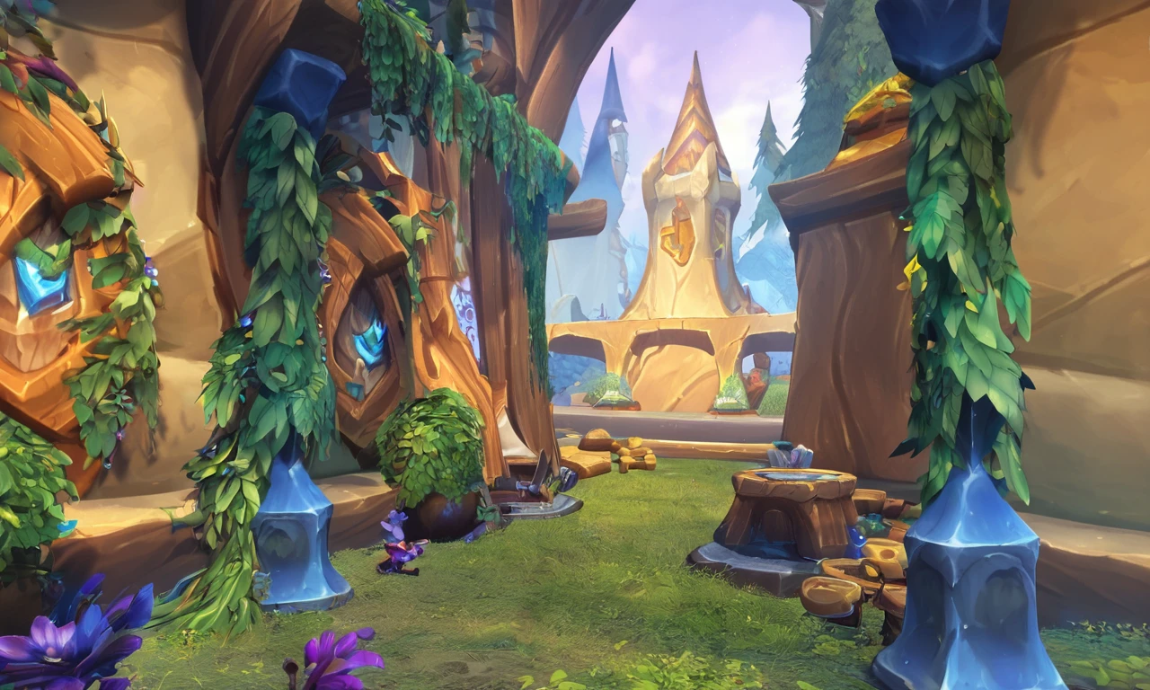 score_9, score_8_up, score_7_up, rating_safe BREAK, world of warcraft, Museum, An enchanted forest where magical creatures and plants abound, warcraftstyle, <lora:WarcraftStyle_v1:0.8>