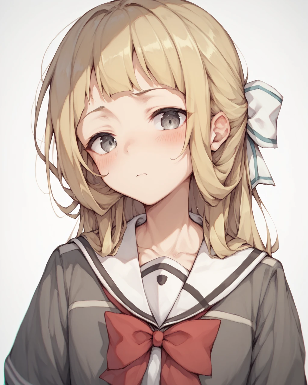 score_9, score_8_up, score_7_up,
<lora:Nogi_Sonoko_PONY:1>,1girl,solo,blush, blonde hair, brown hair,grey eyes,school uniform, hair ribbon, serafuku, blunt bangs, bowtie, sailor collar, red bow, dres,