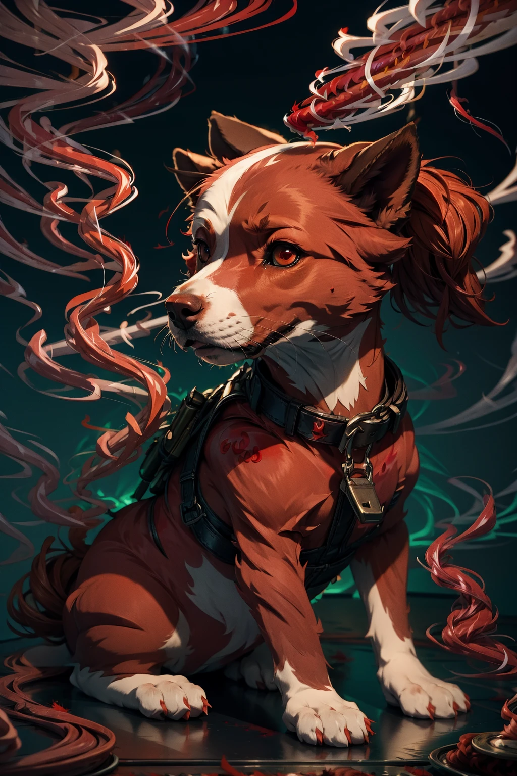 <lora:RedSmokeWorld:1> (RedSmokeWorld:1.2) dog with fire