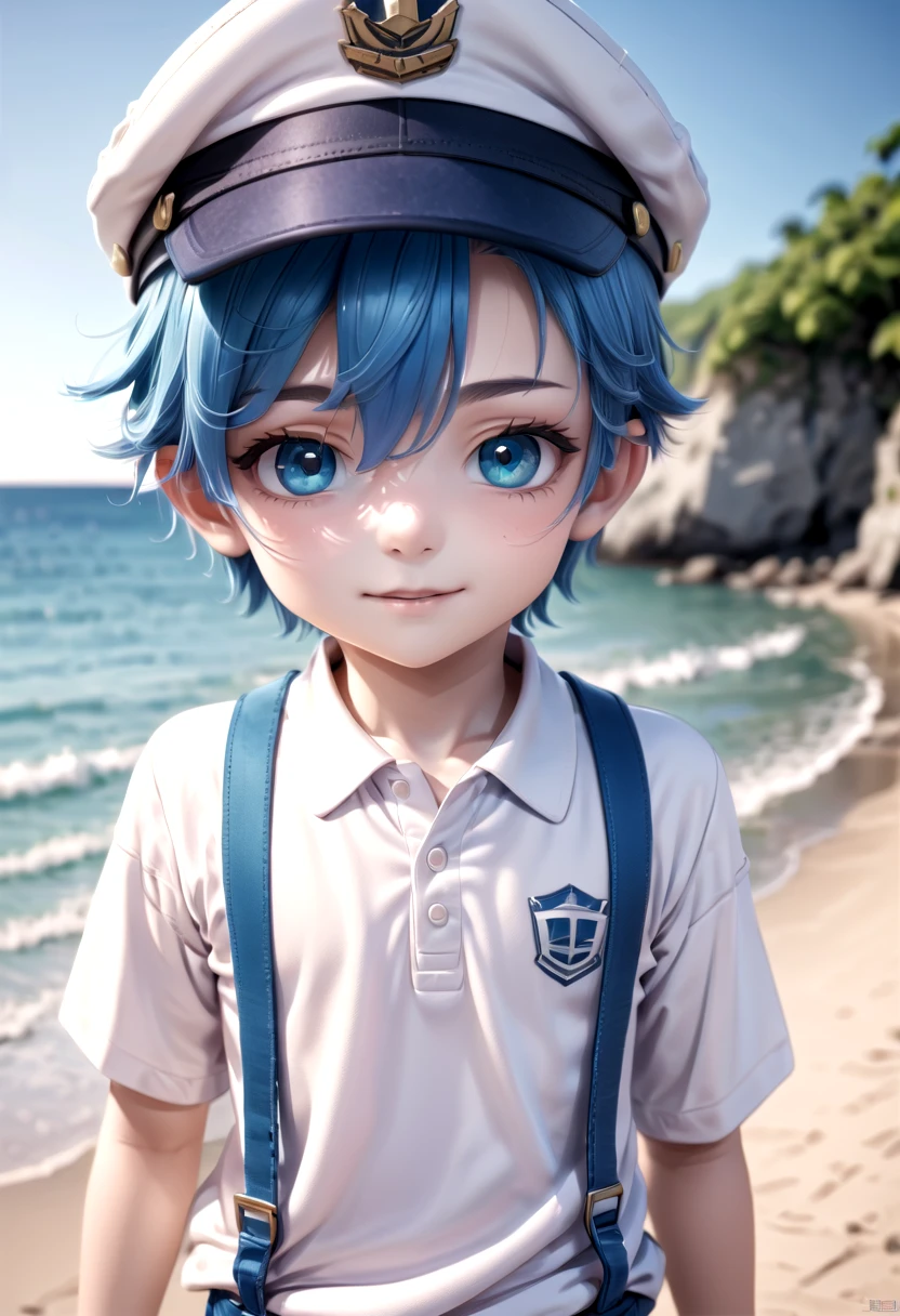 <lora:aoi SDXL_epoch_23:0.6>,1boy, aoi, blue hair, masterpiece, ultra detail, beach, blue eyes, cute shirt, captain cap,
(masterpiece:1.2), best quality, high resolution, unity 8k wallpaper, (illustration:0.8), (beautiful detailed eyes:1.6), extremely detailed face, perfect lighting, extremely detailed CG, (perfect anatomy),