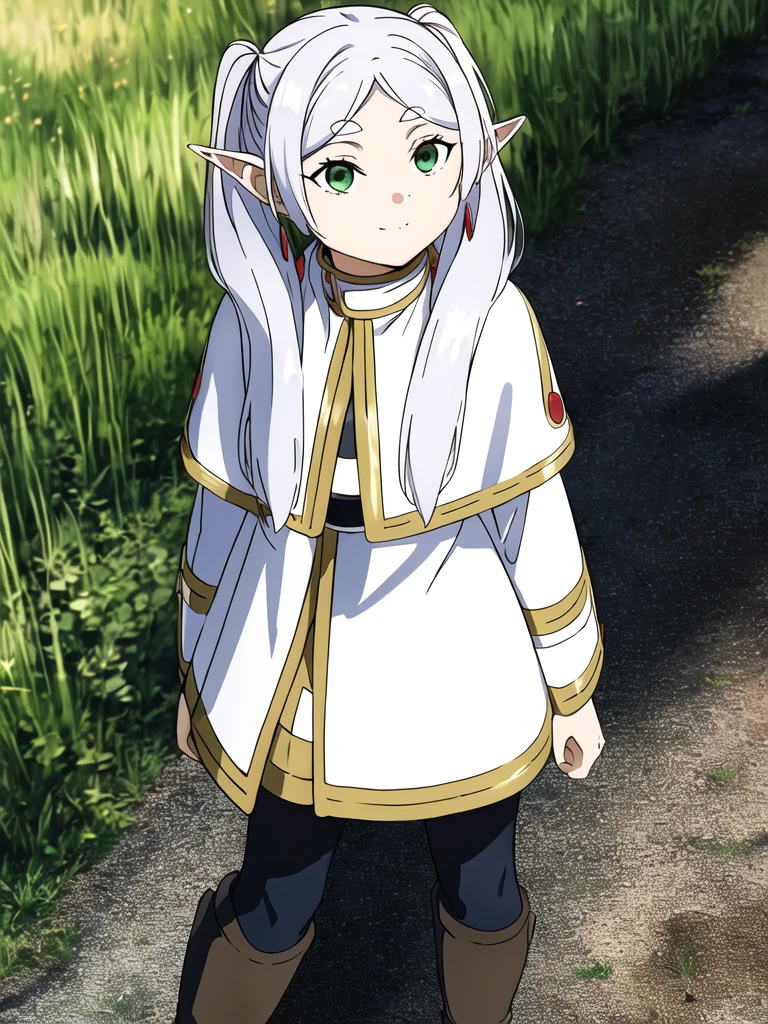 frieren, smile, full body, looking ahead, <lora:anything_inkBase_frieren:1>