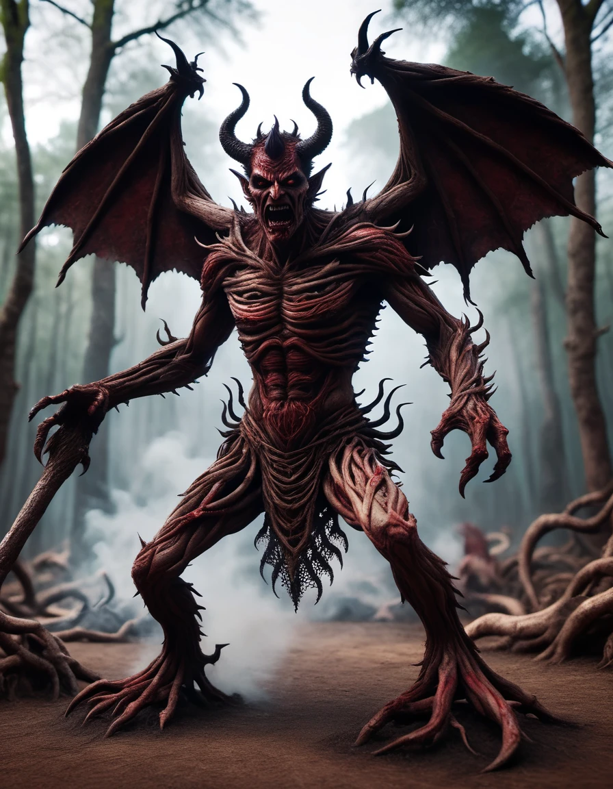 Horror-themed cinematic film still,a horrifying red-skinned male demon king, (full body portrait:1.3), (detailed monstrous evil face:1.4), screaming, wide spread bat like ral-brdcruzt wings, (detailed scaly skin texture:1.2), long curved horns, (in hell, swirling tormented souls, billowing smoke:1.5), black spiky armor,, shallow depth of field, vignette, highly detailed, high budget, bokeh, cinemascope, moody, epic, gorgeous, film grain, grainy . Eerie, unsettling, dark, spooky, suspenseful, grim, highly detailed <lora:ral-tr33brnch:1> ral-tr33brnch