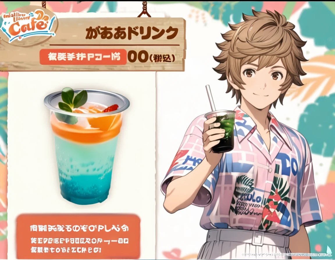 1boy,
gran \(granblue fantasy\), granblue fantasy,
casual wear,
smile,
<lora:hololivefes24obentouXL1:1>,hololivefes24obentou,
drink,
simple background,white background,
masterpiece, best quality, ultra detailed, highres,4k,(ultra-detailed:1.4) (illustration:0.5), (ray tracing,:0.8),(anime colored:0.7),(ai-generated:0.5), (anime screencap:1.2),