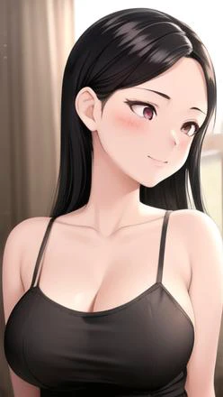 masterpiece, high quality, 1girl, east asian, long black hair, white hair highlight, blushing