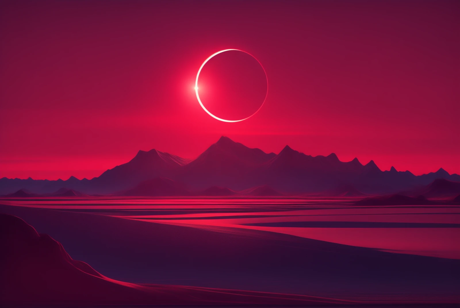 eclipse,outdoors,sky,cloud,no humans,ocean,star (sky),scenery,starry sky,sunset,mountain,sun,horizon,red theme,mountainous horizon,red sky,
<lora:EclipseSD:0.81>, <lora:add_detail:0.8>