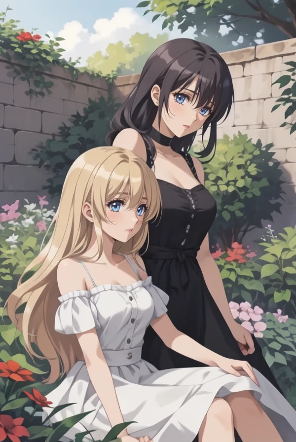 2girls in the garden