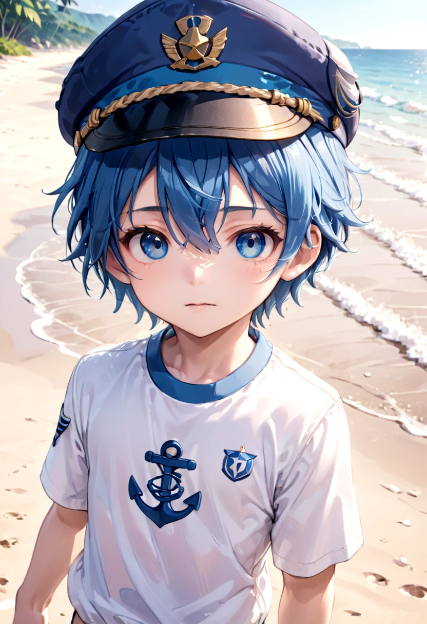 <lora:aoi SDXL_epoch_23:0.6>,1boy, aoi, blue hair,  masterpiece, ultra detail, beach, blue eyes, cute shirt, captain cap,
(masterpiece:1.2), best quality, high resolution, unity 8k wallpaper, (illustration:0.8), (beautiful detailed eyes:1.6), extremely detailed face, perfect lighting, extremely detailed CG, (perfect anatomy),