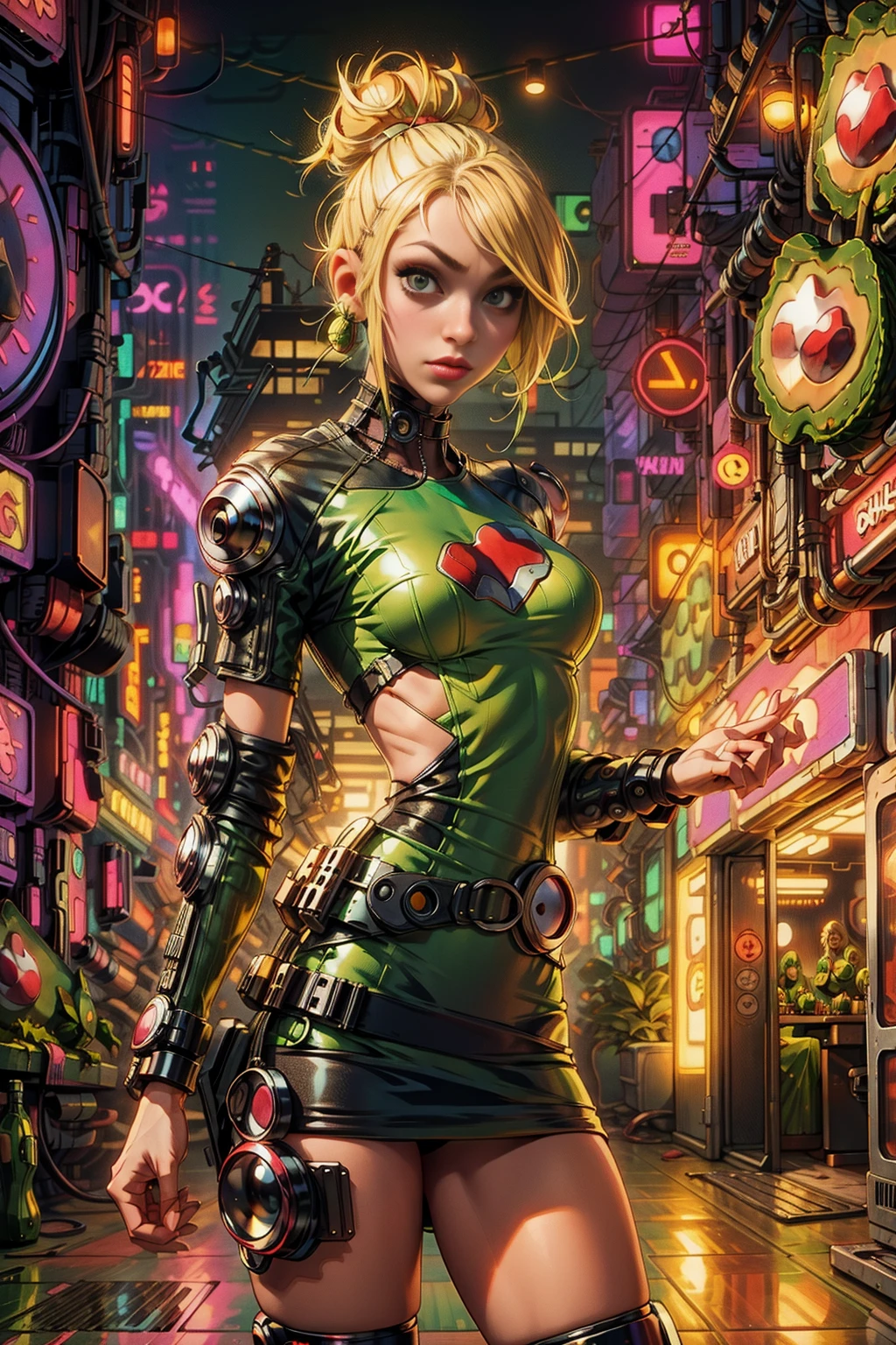 <lora:AvocadoWorld:1> (AvocadoWorld:1.1) 1girl (blonde hair:1.3) (cyberpunk dress:1.4) (sexy skinny:1.3) (dancefloor:1.2)