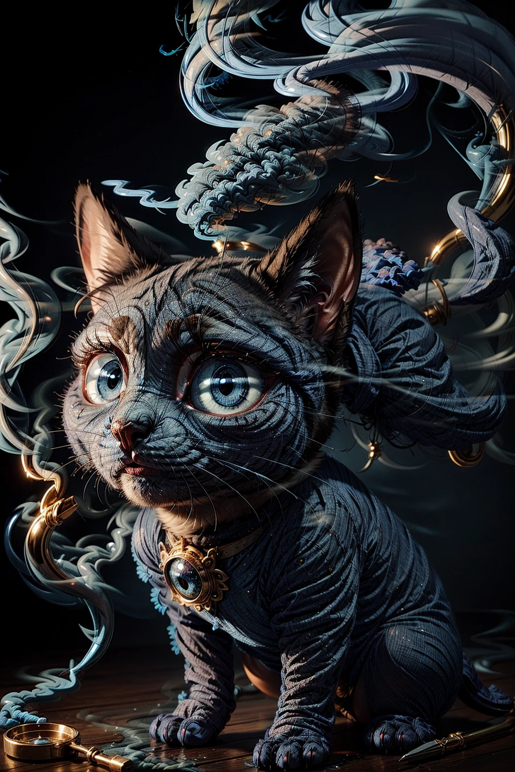<lora:BlueSmokeWorld:1> (BlueSmokeWorld:1.2) cat with fire (big eyes:1.3)