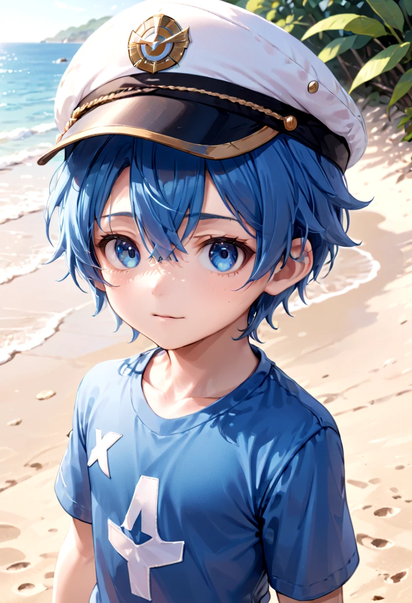 <lora:aoi SDXL_epoch_23:0.6>,1boy, aoi, blue hair,  masterpiece, ultra detail, beach, blue eyes, cute shirt, captain cap,
(masterpiece:1.2), best quality, high resolution, unity 8k wallpaper, (illustration:0.8), (beautiful detailed eyes:1.6), extremely detailed face, perfect lighting, extremely detailed CG, (perfect anatomy),