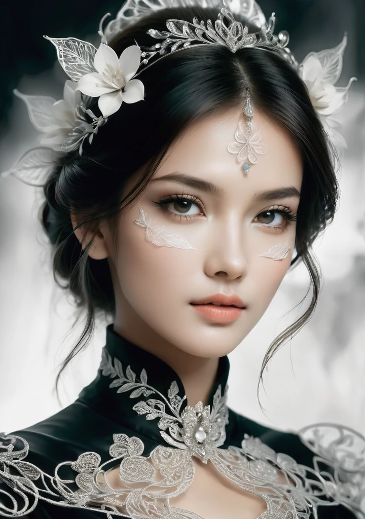 fantasyArt,1girl,Elegant,Portrait Photogram,detailed gorgeous face,