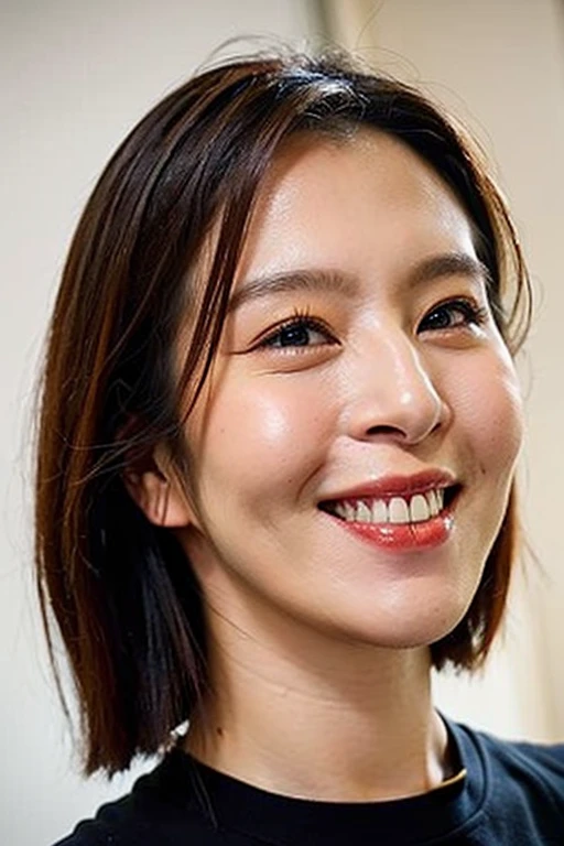 Best quality,masterpiece,ultra high res,8K,(photorealistic:1.4),1girl,low key,slim body,dynamic pose,face closeup,makeup,front view,smile,<lora:esther_liu:1>,