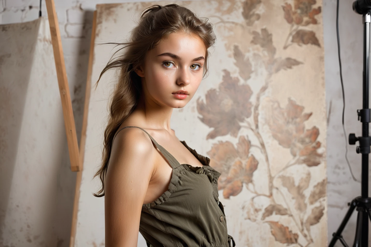 Photography in the style of Met-Art, 21 year old Eastern European model posing in the studio <lora:EleonoraV2:.5>