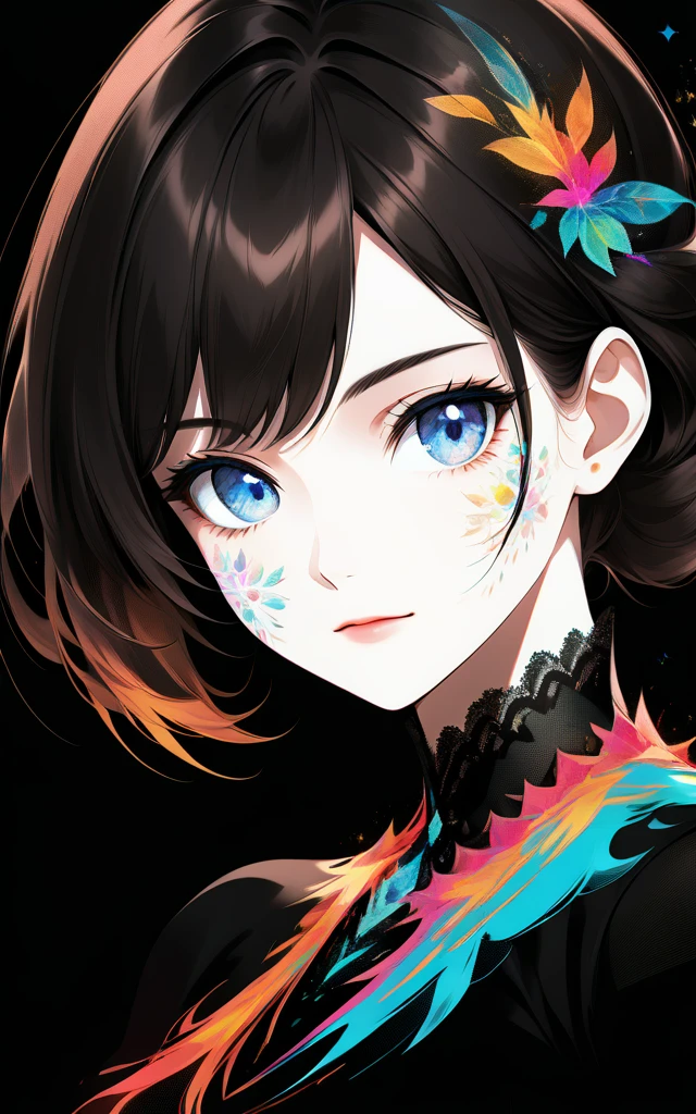 particle style,colorful,1girl,Elegant,Portrait Photogram,detailed gorgeous face,
<lora:å¥½åç±³-xl-particle:0.8>,