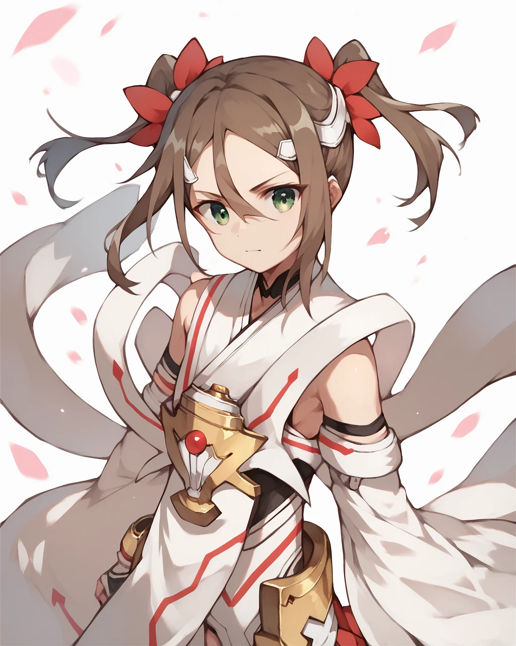 score_9, score_8_up, score_7_up,
<lora:Miyoshi_Karin_Mankai_PONY:1>,1girl, solo, brown hair, long hair,green eyes, hair between eyes,hair ornament, twintails, hair ribbon, japanese clothes, detached sleeves,magical girl,