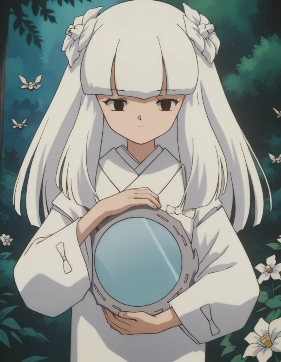 score_9, score_8_up, score_7_up, source_anime,
inuyashakanna, <lora:inuyasha-kanna-ponyxl-lora-nochekaiser:1>,
kanna, long hair, bangs, hair ornament, flower, white hair, hair flower, blunt bangs, black eyes,
japanese clothes, kimono, white kimono,
outdoors, forest, nature,
looking at viewer,