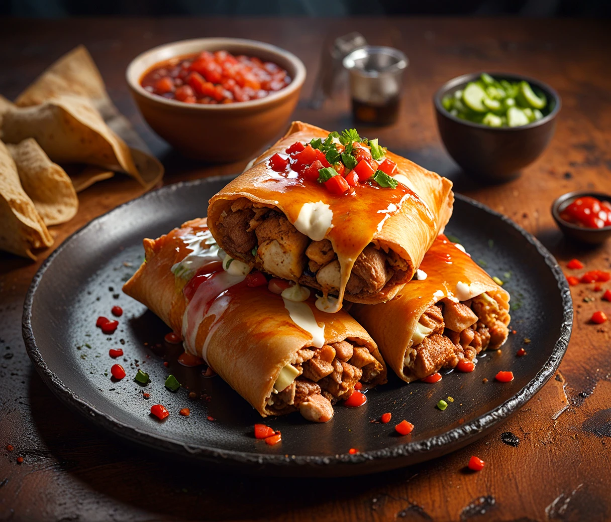 masterpiece, symmetrical, post processing, cinematic, the best chimichanga in the world
