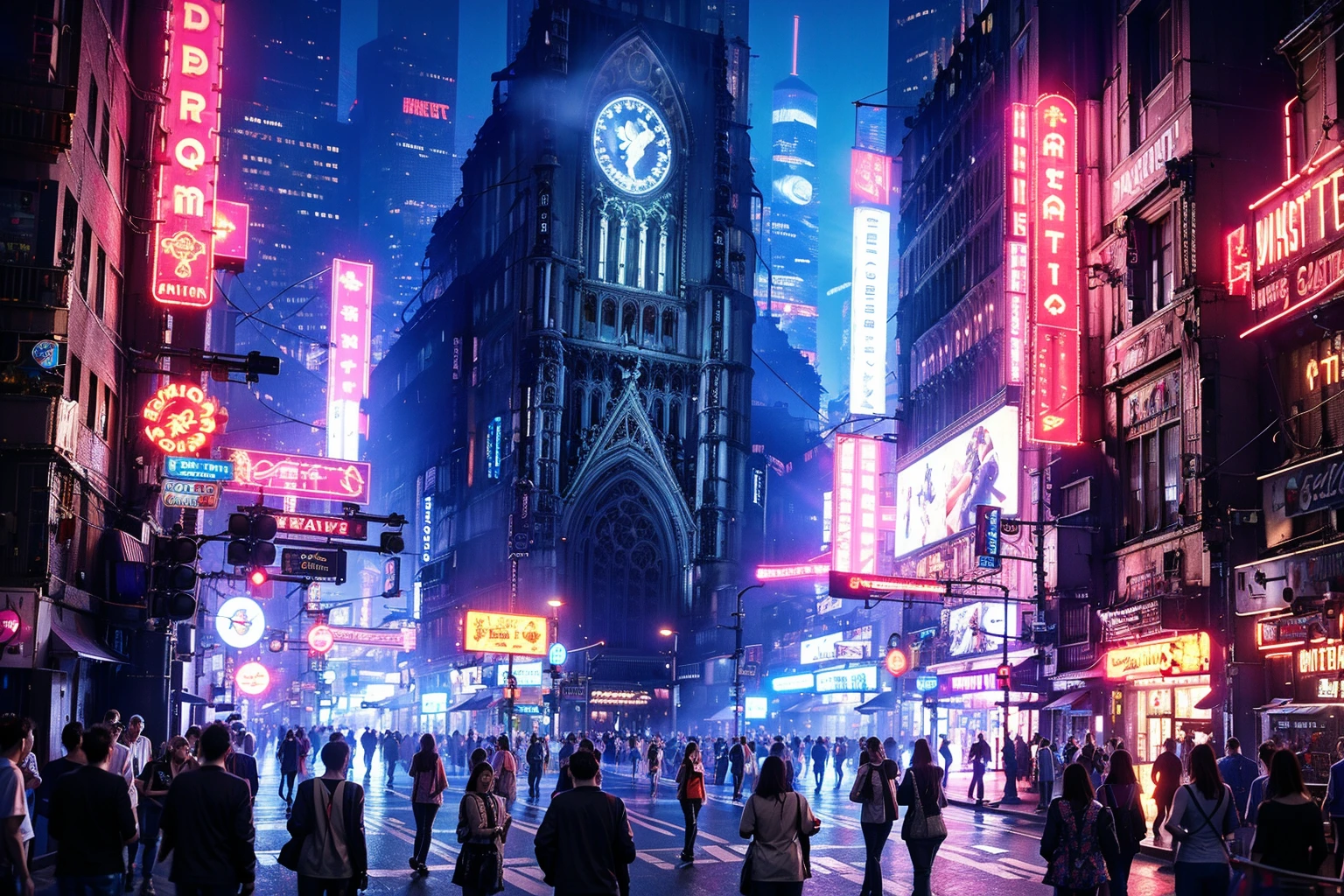 best qualtiy,masterpiece,movie-level quality,castle,<lora:20240317-1710689677412-0008:0.7>,cyberpunk,future city,city,science fiction,robot,digital art,neon lights,neon sign,cathedral,night,street,sports car,