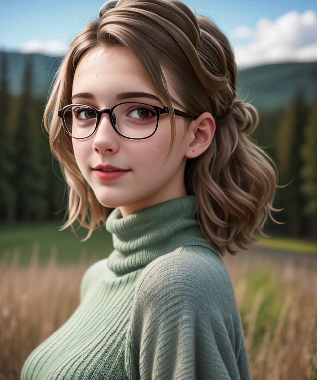 <n4ut1r3p>, Ultra-HD, realistic, 1girl, ((nature Background)), Turtleneck dress, close portrait photo