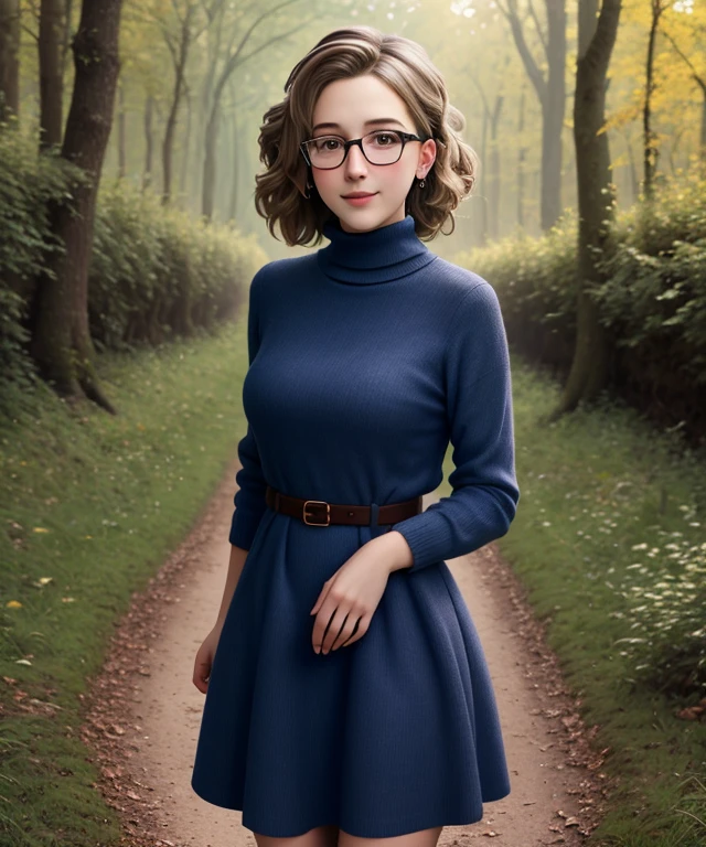 <n4ut1r3p>, Ultra-HD, realistic, 1girl, ((nature Background)), Turtleneck dress