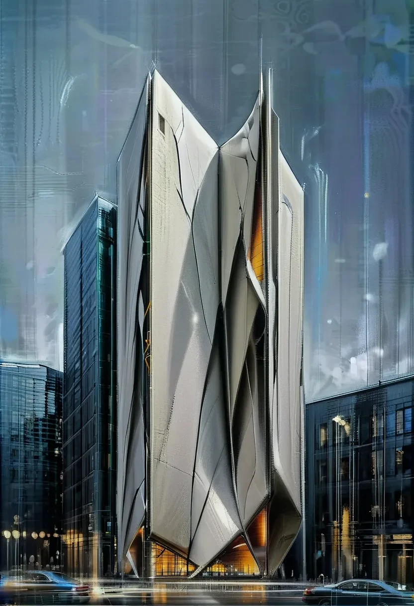 pencekenan, architecture, tower, urban context, abstract geometric forms <lora:AIDVN_pencekenan_style:0.8> <lora:aesthetic_anime_v1s:0.8>
