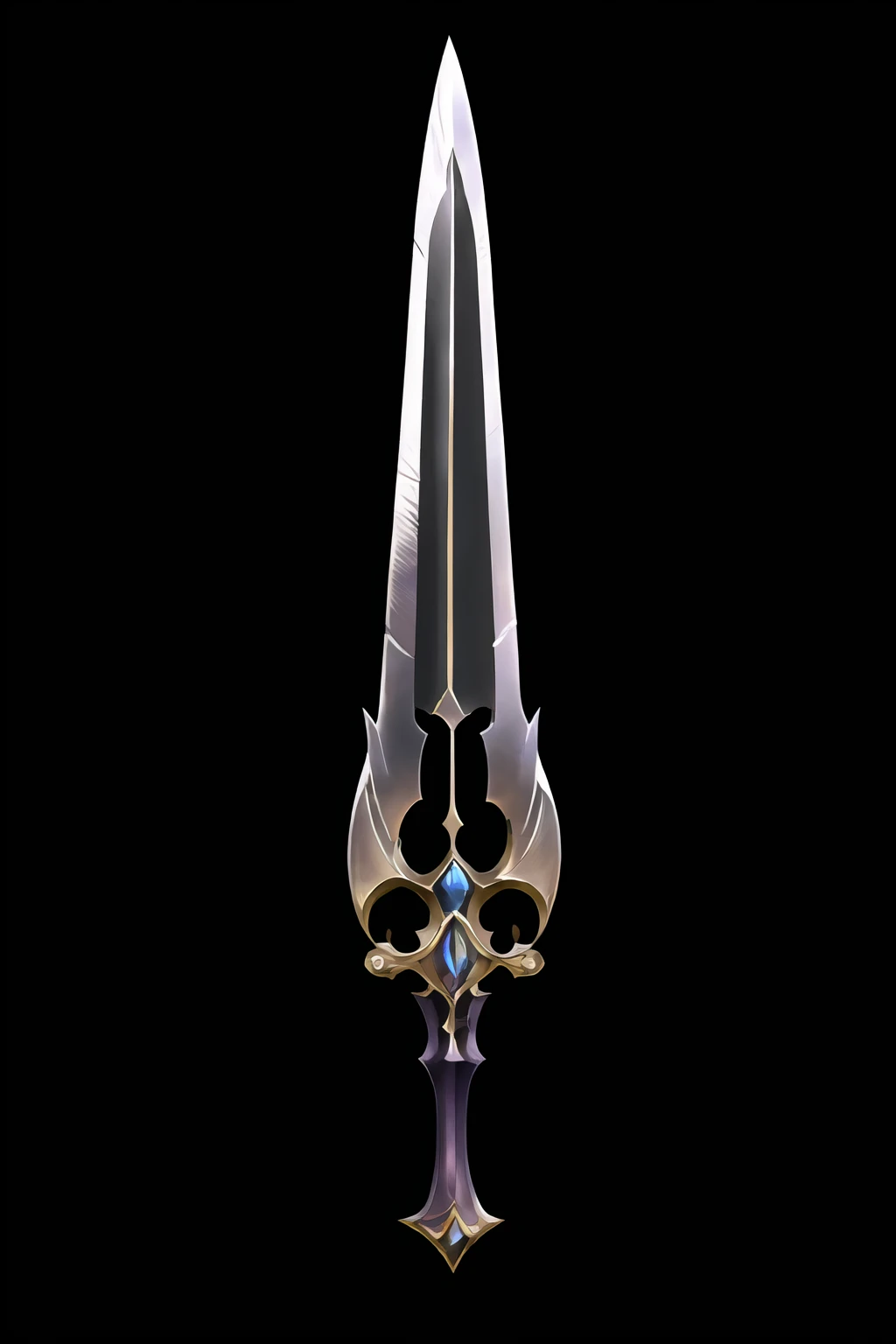 Game Art of sword in Painting Comix art style, <lora:Pecha_Swords_LORA_V1.4:.5>, best quality, Trending on Artstation, masterpiece, demonic scary purple,
<lora:sword_v1:.8>, long sword, medieval look, straight blade, cross handle, royal pattern, circle pommel ,black background, simple background, weapon, sword,