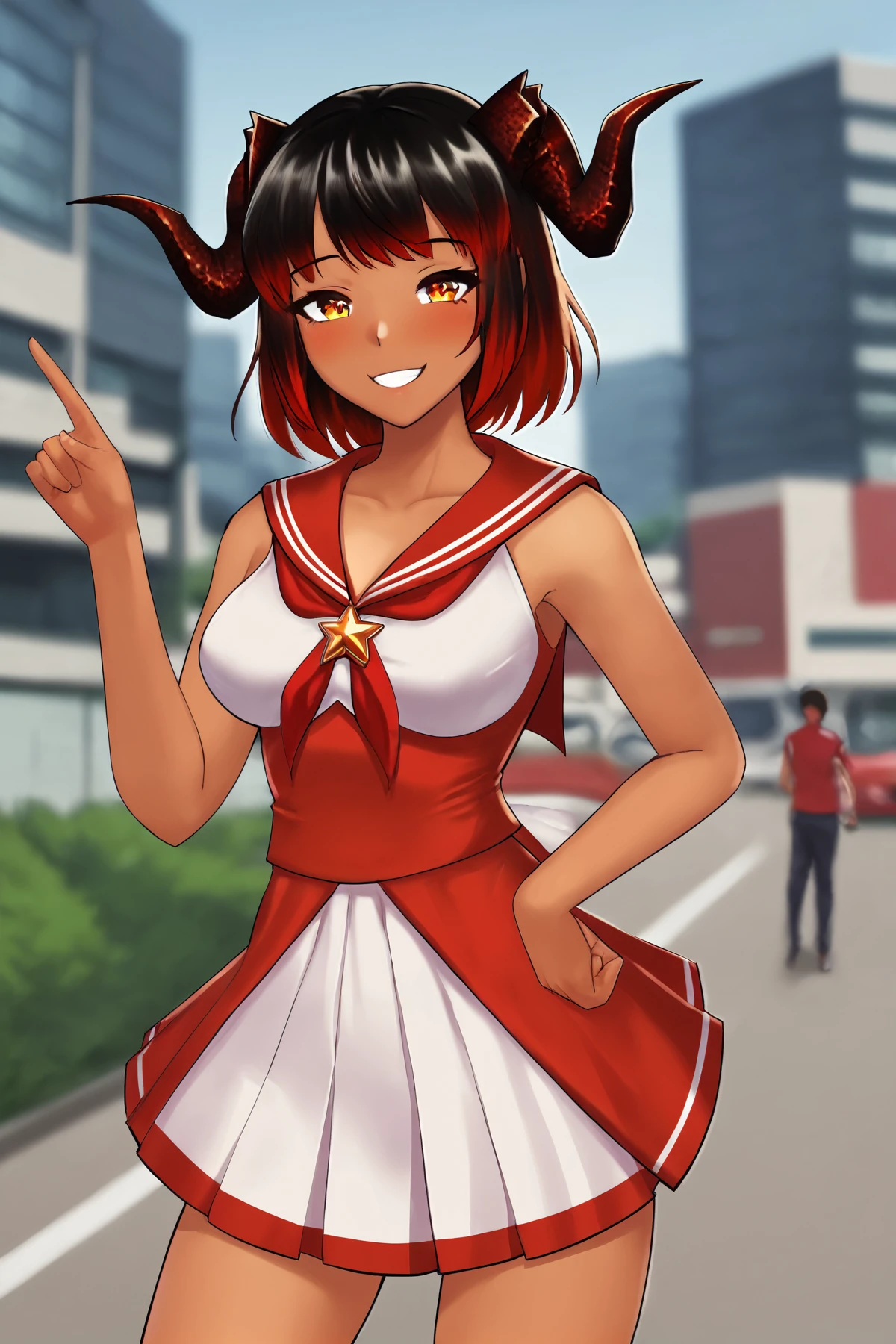 score_9,
<lora:adcvr_v1_lite:1>, adcvr, tan,
magical girl,
serafuku,
dress, short skirt, smile,
outdoors, city, blurry background,
high resolution, Masterpiece