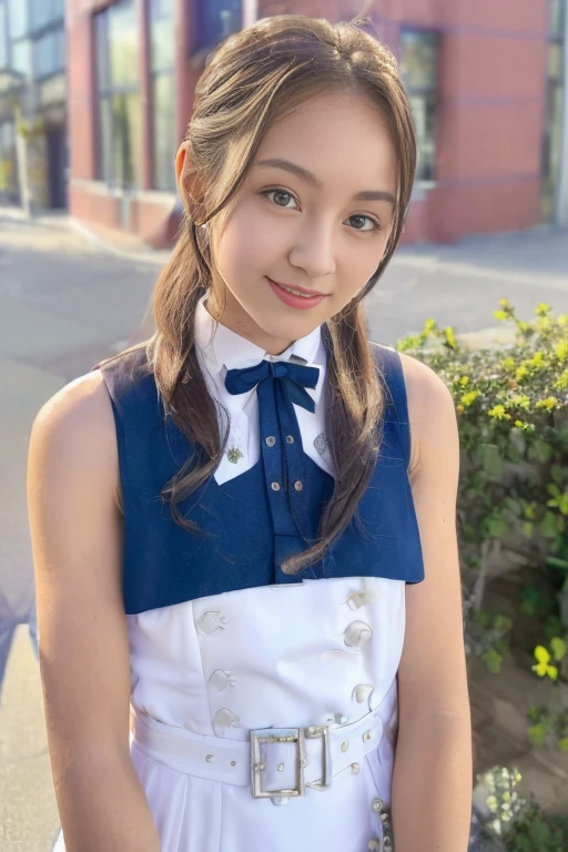 the most beautiful face in the world、Idol type、NSFW, realistic photo, , twin tails, ((blunt banguste piece, 8K, best quality, ultra high resolution (realistic photo:1.4)(((muste piece))), (((best quality))), ((Super detailed)), (3 girls),   (loose socks) ((the most beautiful face in the world))(Pure Eros Face_v1:0.4), (european preteen:1.7), (japanese :0.6), (age 15, a cute girl:1.3), (:1.1)high nose, slim body, slender girl, (detailed mid bust), slim thighs, make your legs thinner, small hips, ((camisole)),loose socks, (standing on,), shy smile,  BREAK is,  retrospective perspective, view from below, ((very delicate and beautiful)), (, beautiful detailed eyes, school hallway,　crowd of people, A happy smile, , , , , Saint-Rize,