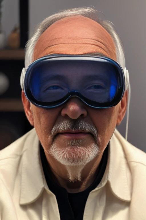full body portrait, zoom out, show head to toe,   1man, masterpiece, best quality, (photorealistic:1.4), full body, background, old man, , a photo of a (old man:1.3), white long beard, (white:1.2) hair,
 , wearing apple pro vision <lora:APPLEVR_LORA-000005:1>, Photorealistic, Hyperrealistic, Hyperdetailed, analog style, soft lighting, subsurface scattering, realistic, heavy shadow, masterpiece, best quality, ultra realistic, 8k, golden ratio, Intricate, High Detail, film photography, soft focus, detailed skin texture, (blush:0.5), (goosebumps:0.5), subsurface scattering
