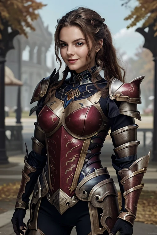 hxarmour,<lora:HXarmour_018:0.6>,1girl,smile,crown.,(dark red armour:1.3),looking to the side,
ultra-detailed,extremely delicate and beautiful,(by exquisite colors block),masterpiece,best quality,unreal engine 5 rendering,movie light,movie lens,movie special effects,detailed details,HDR,UHD,8K,CG wallpaper,in autumn,