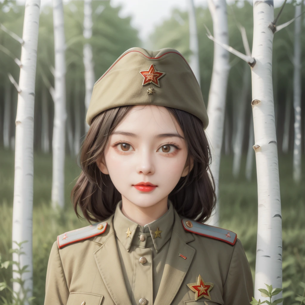 <lora:SD 50Soviet Military uniform-000001:0.8>
1girl,solo,Soviet Military uniform, dynamic pose, white Birch Forest,
best quality, high quality, highres, masterpiece,sharpening,
looking at viewer, facing facing viewer, naughty face,