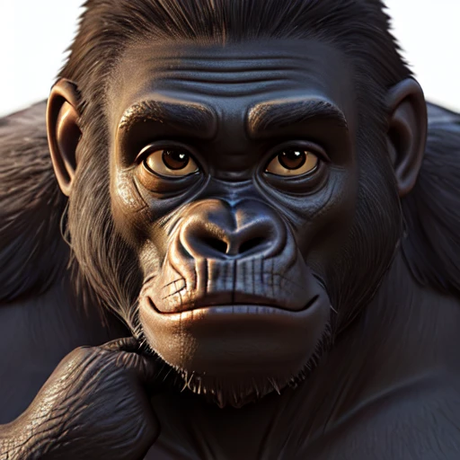 (masterpiece), (best quality), (ultra-detailed), a gorilla with monkey, photography, disheveled hair, detailed eyes, perfect composition, moist skin, intricate details, by wlop