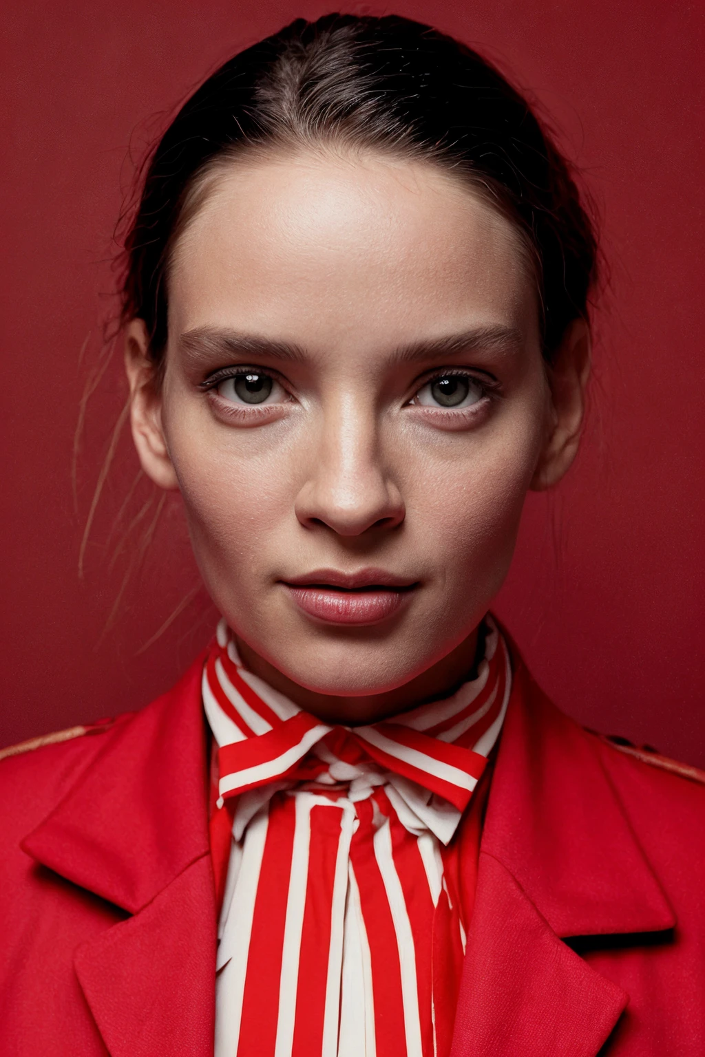 analog film photo ((light theme)), <lora:[US]_-_Uma_Thurman:1> mt-umathurman, solo, (looking at viewer), realistic lighting, ((blond hair)), (detailed skin), (detailed face), smiling, (Tailored blazer, Striped button-up shirt, Cropped trousers, Loafers, Structured handbag, Statement watch), (simple dark red background:1.5), 
BREAK
masterpiece, best quality, ultra-detailed, ultra high res, (photorealistic:1.4), raw photo, (realistic:0.2), 8k HDR, 1girl, bokeh, f1.4, 40mm, photorealistic, raw, 8k, textured skin, skin pores, intricate details, 
BREAK
<lora:PAseer-SD15-LCM Quick:1> <lora:DStyle_-_Photography_Style:.8> dstyle  . faded film, desaturated, 35mm photo, grainy, vignette, vintage, Kodachrome, Lomography, stained, highly detailed, found footage
