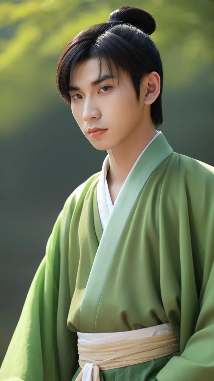 Realistic Boy Wearing Hanfu Clothing, Cinematic Lighting, <lora:ITCGnanhai:1>