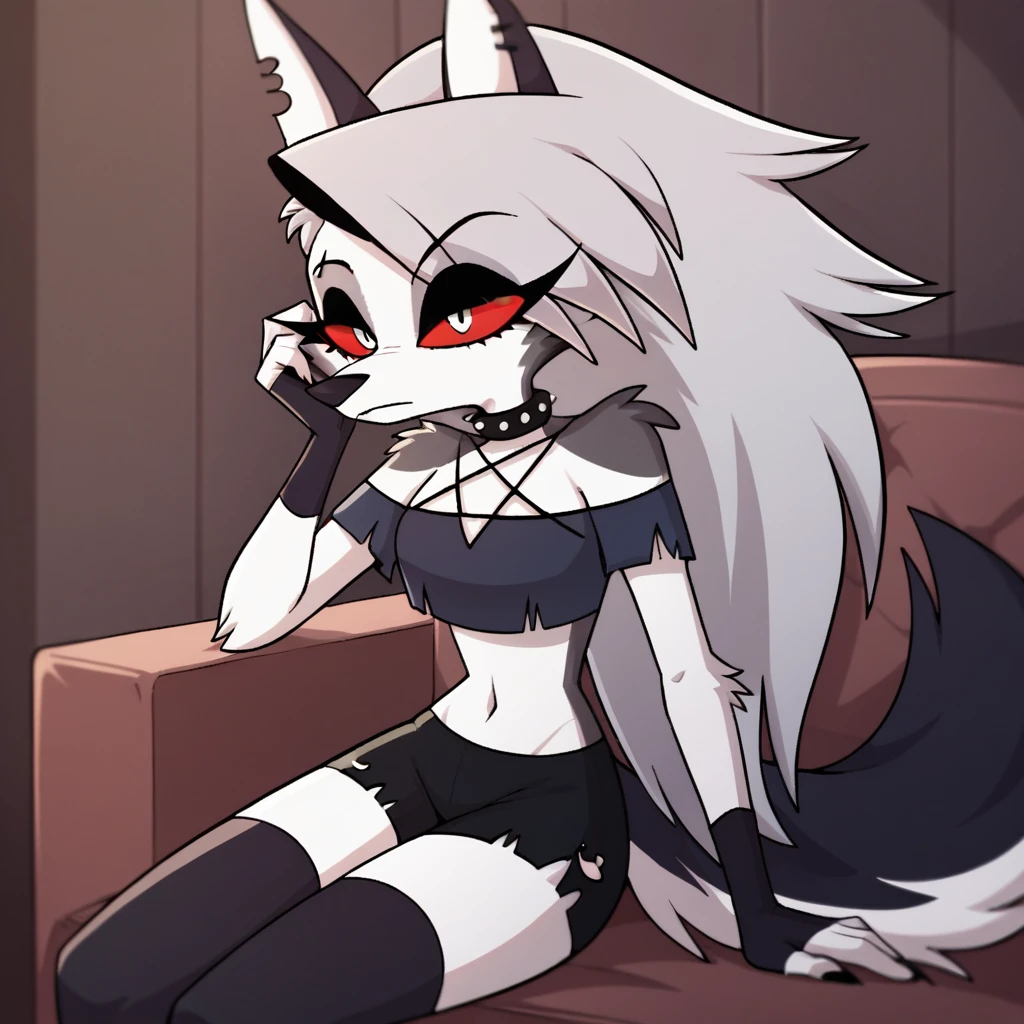 score_9, score_8_up, BREAK, source_anime, uncensored, perfect body, slim, thigh highs, fingerless gloves,
anthro, furry, pose, sexy,
Loona \(Helluva Boss\), NSFW, nude, passionate sex, moaning, back to viewer, head back, tongue out, anthro male maned wolf with long spiked white hair, highlighter yellow penis, blushing, 69 position, blowjob, cunnilingus 