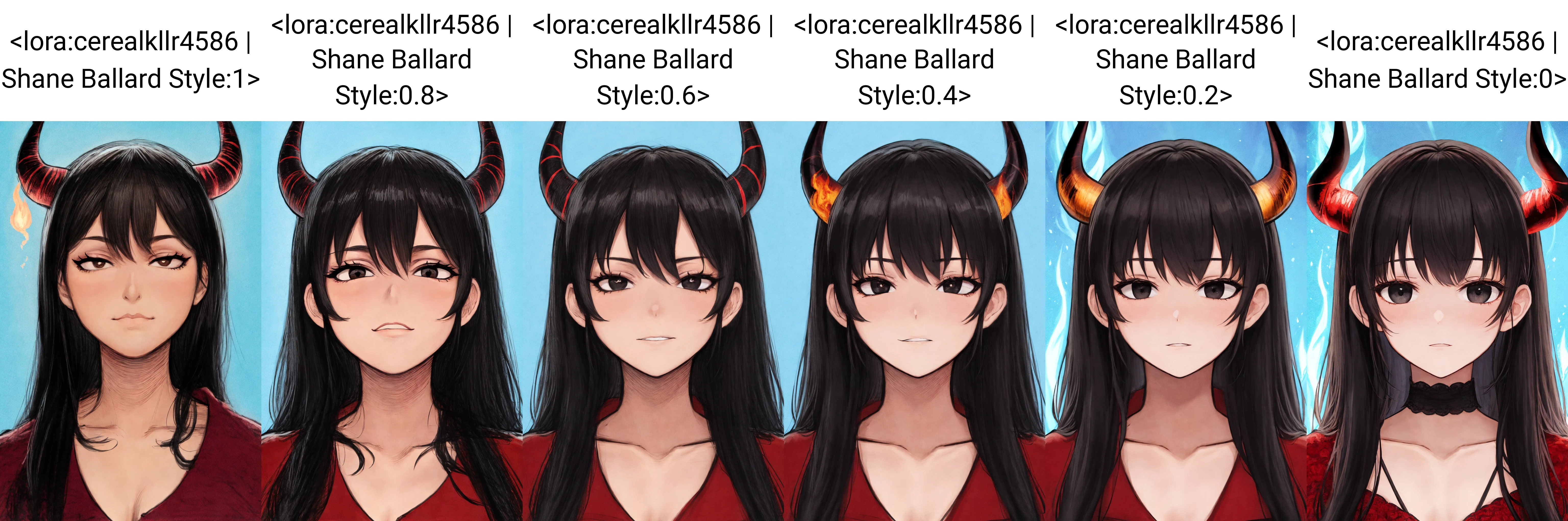 @cerealkllr4586,cerealkllr4586 \(Artist\),Shane Ballard \(Artist\), 1girl, solo, flames, horns, (portrait shot),looking at viewer, black eyes, long black hair, <lora:cerealkllr4586 | Shane Ballard Style:1>