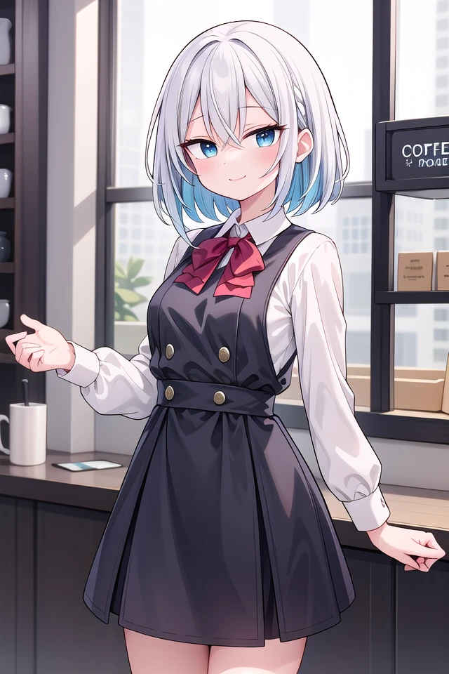 insanely detailed, absurdres, ultra-highres, ultra-detailed, best quality,
1girl, solo, nice hands, perfect hands
BREAK
wearing school uniform, (cleavage:-1.5)
BREAK
happy smile, laugh, closed mouth
BREAK
45 angle,
standing, cowboy shot, looking at viewer
BREAK
slender, kawaii, perfect symmetrical face, ultra cute girl, ultra cute face, ultra detailed eyes, ultra detailed hair, ultra cute, ultra beautiful
BREAK
in coffee shop, depth of field, ultra detailed background
BREAK
medium large breasts
BREAK
rainbow color hair, multiple color hair, rainbow color eyes, fishtail, hair between eyes