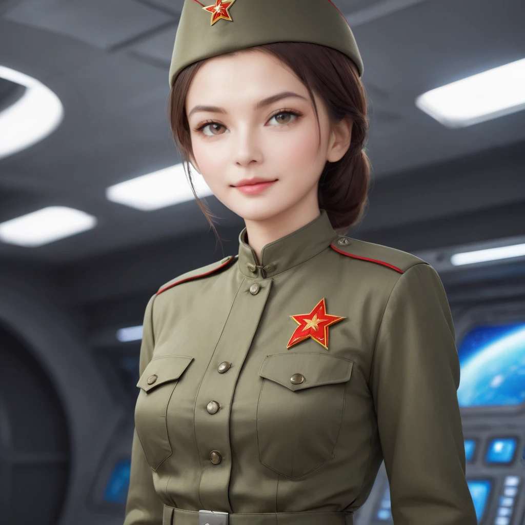 <lora:SDXL 50Soviet Military uniform-000003:0.5>
1girl,solo,Soviet Military uniform, spacecraft, space station, space, dynamic pose,
best quality, high quality, highres, masterpiece,
looking at viewer, facing viewer,