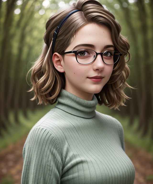 <n4ut1r3p>, Ultra-HD, realistic, 1girl, ((nature Background)), Turtleneck dress, close portrait photo