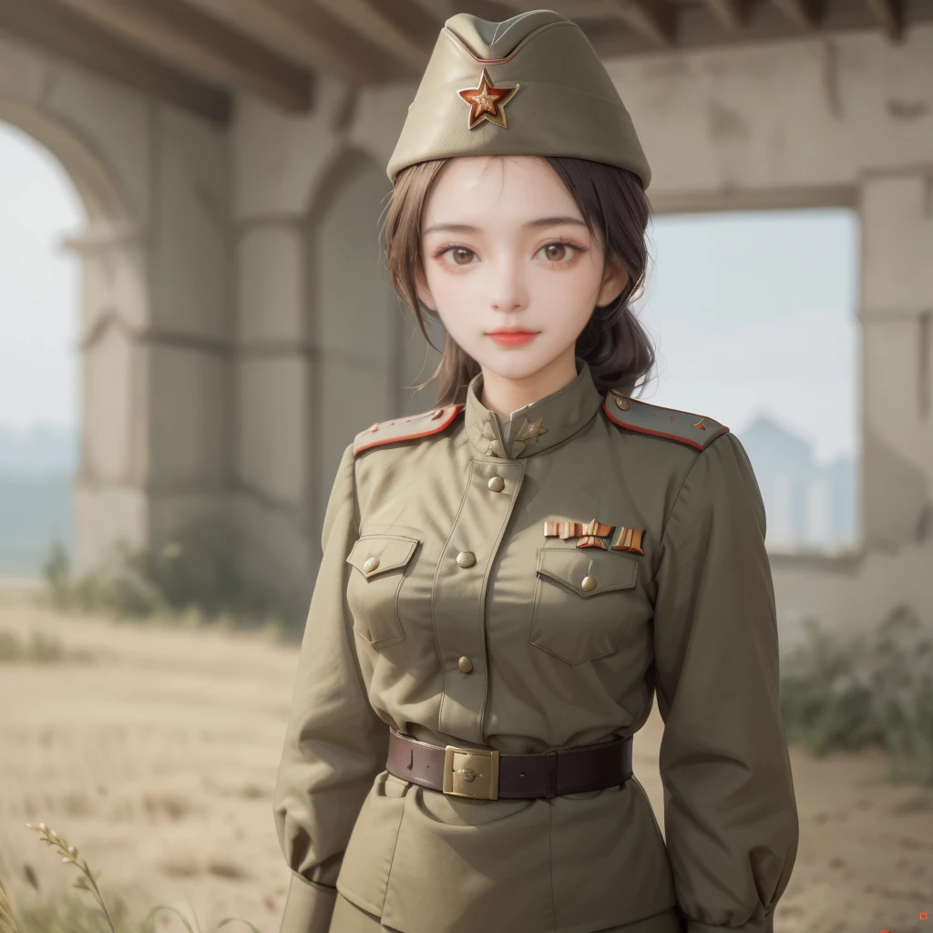 <lora:SD 50Soviet Military uniform-000001:1>
<lora:SDXL 50Soviet Military uniform-000003:0.0>
1girl,solo,Soviet Military uniform, dynamic pose,
best quality, high quality, highres, masterpiece,
looking at viewer, facing facing viewer,