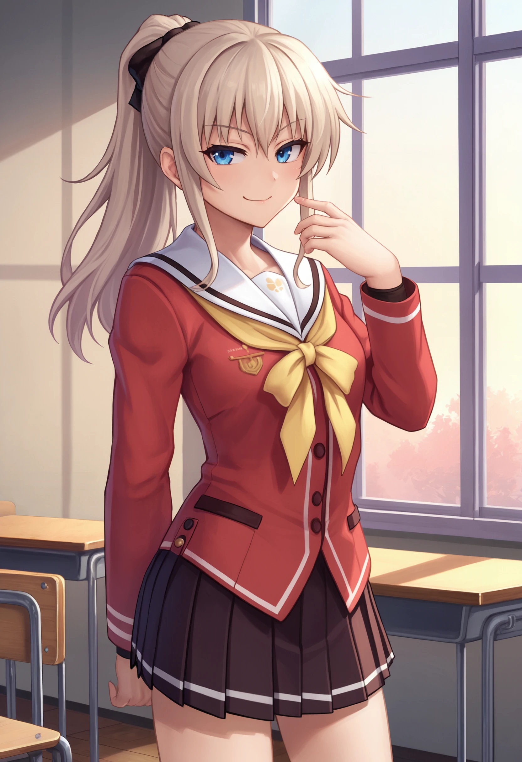 zPDXL, source_anime, cowboy shot, BREAK
tomori nao, ponytail, school uniform,
closed mouth, naughty face,
standing,
indoors <lora:nao-ponyxl-kohya-006:0.6>