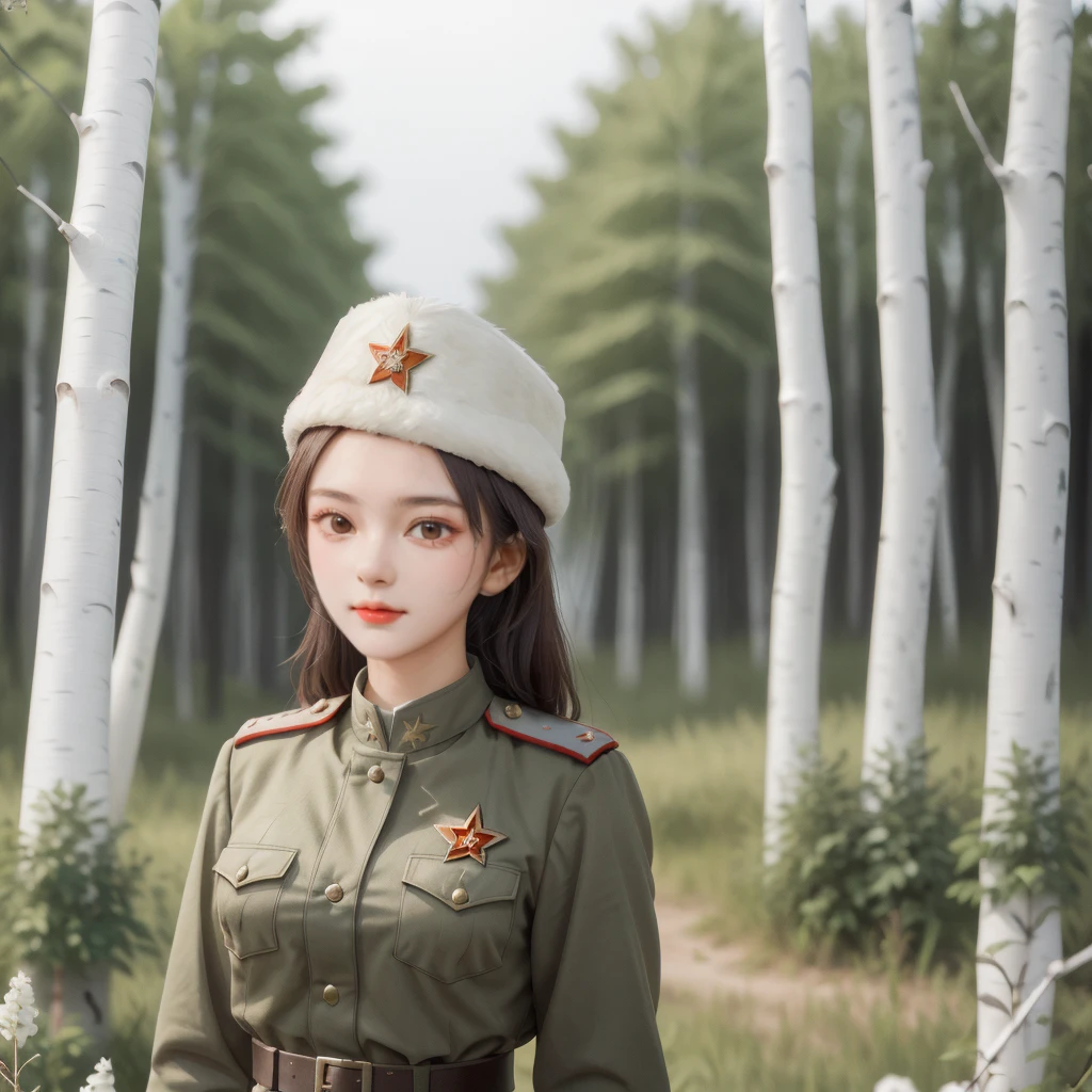 <lora:SD 50Soviet Military uniform-000001:0.8>
<lora:SDXL 50Soviet Military uniform-000003:0.0>
1girl,solo,Soviet Military uniform, dynamic pose, white Birch Forest,
best quality, high quality, highres, masterpiece,
looking at viewer, facing facing viewer,