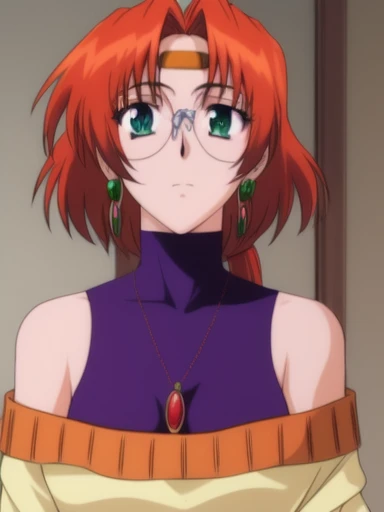 <lora:Aila:1>, Aila, 1girl, soro, glasses, jewelry, earrings, short hair, red hair, green eyes, orange hair, ponytail, breasts, circlet, bare shoulders, necklace, bracelet, turtleneck, blue eyes, skirt
masterpiece, high quality, very_high_resolution, large_filesize, full color,