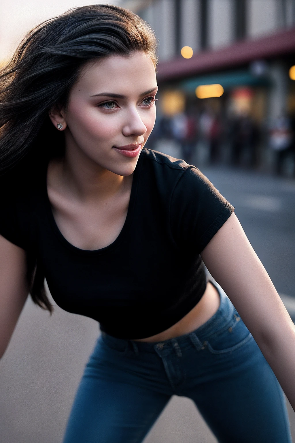 ScarlettJ_SoloTI_v1,PA7_Portrait-MCU,
a woman, perfect hair, (A vibrant ensemble exuding the invincible spirit of youth, showcasing a bold graphic tee paired with distressed denim jeans and vibrant sneakers:1.1), ((In the heart of a bustling city, the streets pulse with energy as young souls embrace the freedom of their youth. With carefree smiles and boundless enthusiasm, they chase their dreams, fearlessly taking on the world. Radiating a contagious energy, they embody the unstoppable power and limitless possibilities of youth:1.2)), (seductive), photorealistic, masterpiece, high quality, artistic, unique, award winning photograph, professional, 8k, RAW photo, best quality,flattering, (cinematic:1.3) shallow DOF, depth of field,sharp focus,
<lora:add_detail:0.6>, <lora:LowRa:0.6>